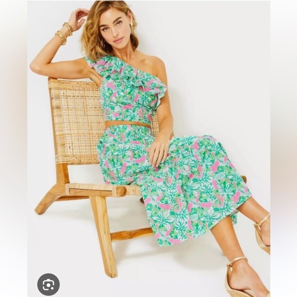 Lilly Pulitzer Kasida Ruffle Set (botanical green) size 4 NWT - Picture 3 of 9